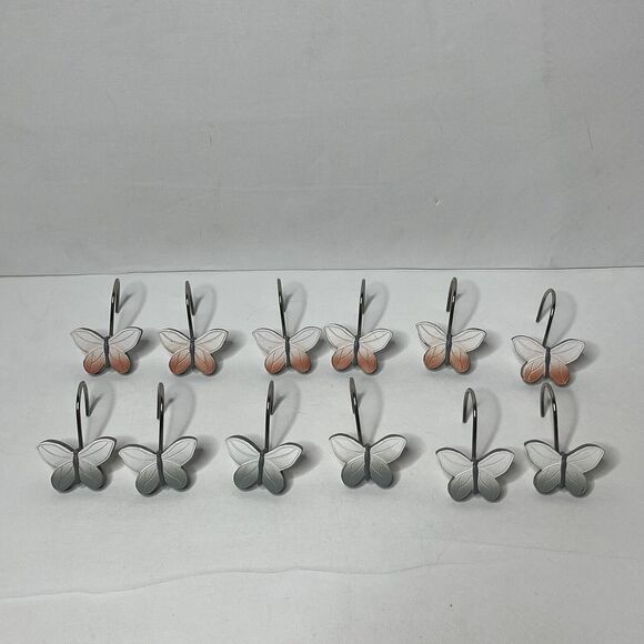 Set Of 12 Lisa Audit Butterfly Shower Curtain Hooks - Picture 1 of 7